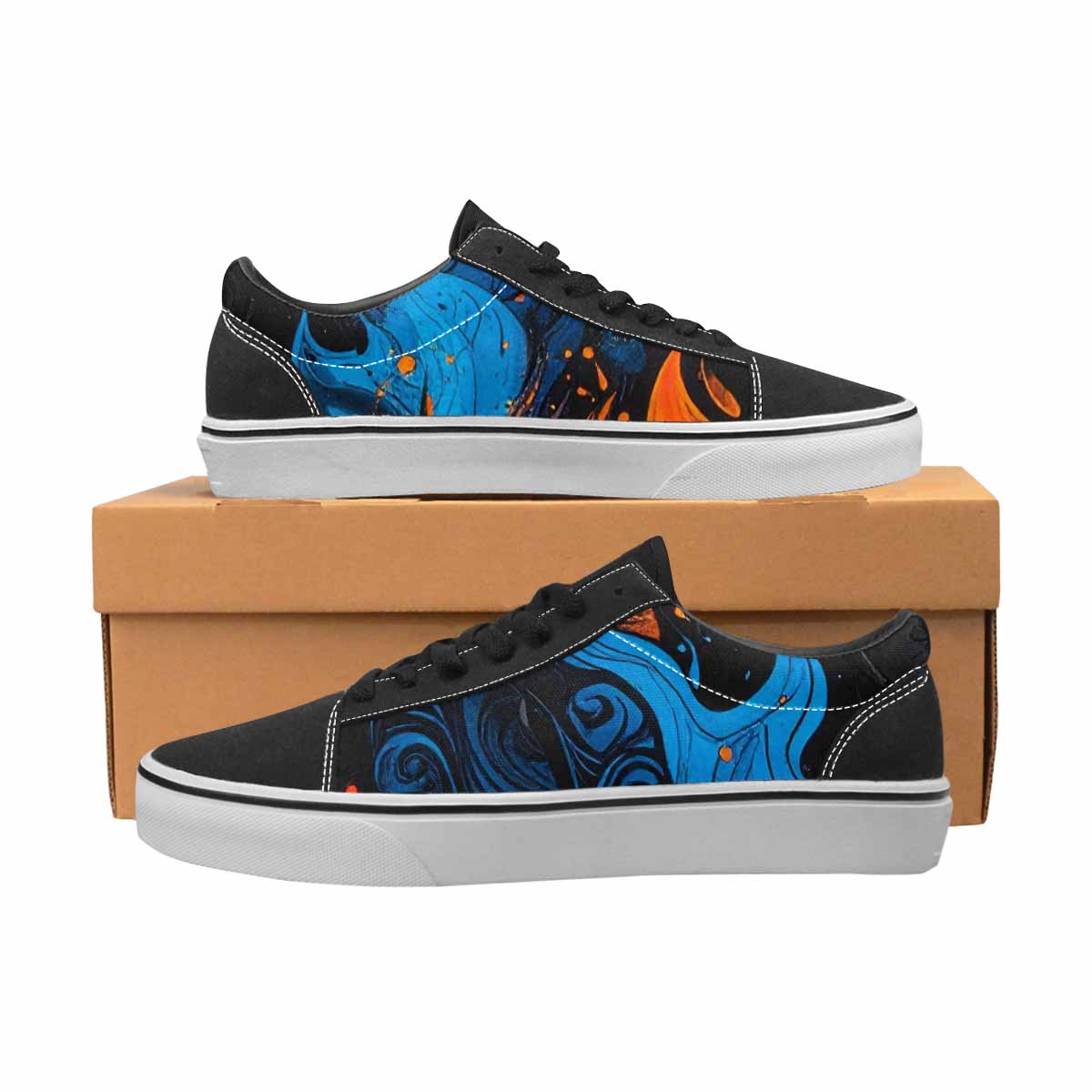 WOMEN'S Flame Burst Lace-Up Canvas Vibrant Chaos Sneakers