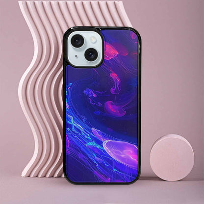 iPhone 15 Case — Jellyfish Glow Jellyfish Glow Pattern Hundreds, Custom Designed Case Cover