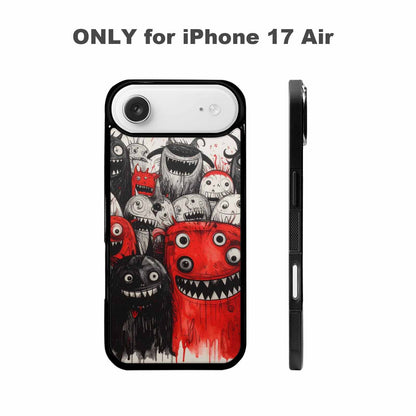 iPhone 17 Air Case — Black Red Ink Monsters General Cartoon, Custom Printed Phone Case