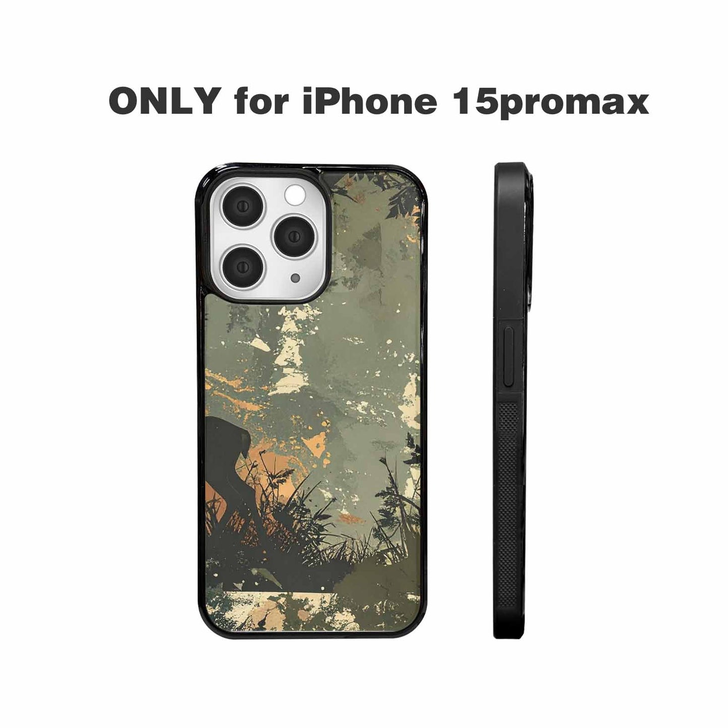 iPhone 15 Pro Max Case — Hunting Camouflage Pattern With Deer And, Custom Phone Case