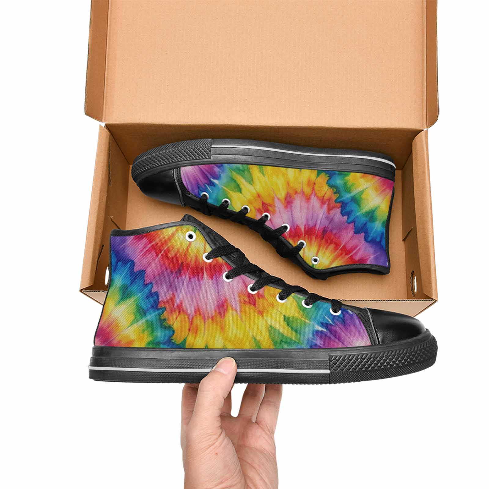MEN'S Tie Dye - High Top Canvas Aesthetic Custom Shoes