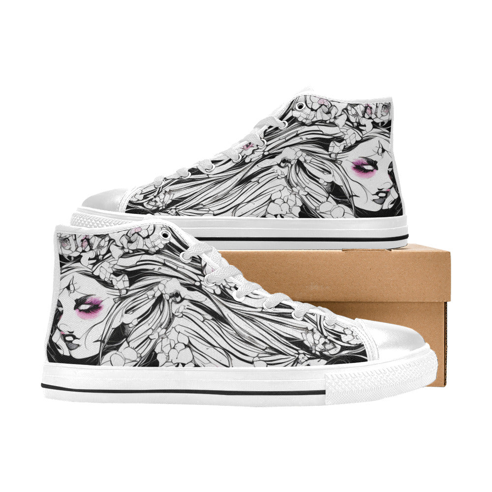 WOMEN'S Ink Art 2 High Top Canvas Dreamcore Custom Sneakers