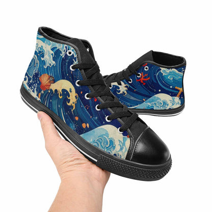 MEN'S Ocean Wave High Top Canvas Cottagecore Shoes