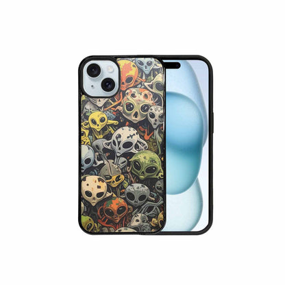 iPhone 15 Plus Case — Aliens Camo Aliens Pattern Hundreds Of, Custom Designed Case Cover