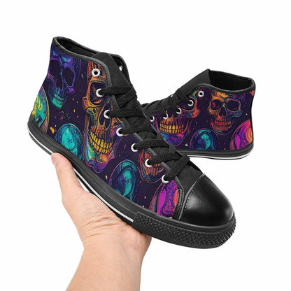 MEN'S Galaxy Skulls High Top Canvas Surreal Custom Sneakers