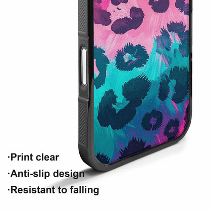 iPhone 17 Case — Leopard Neon Pink Teal Airbrush Animal, Custom Made Phone Cover