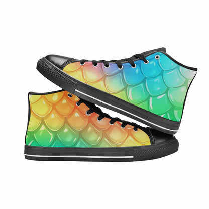 WOMEN'S Dark Snake Print High Top Canvas Cottagecore Custom Sneakers