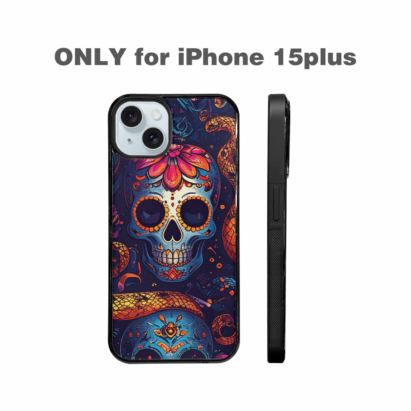 iPhone 15 Plus Case — Snake Skulls Print Custom, Custom Art Phone Cover
