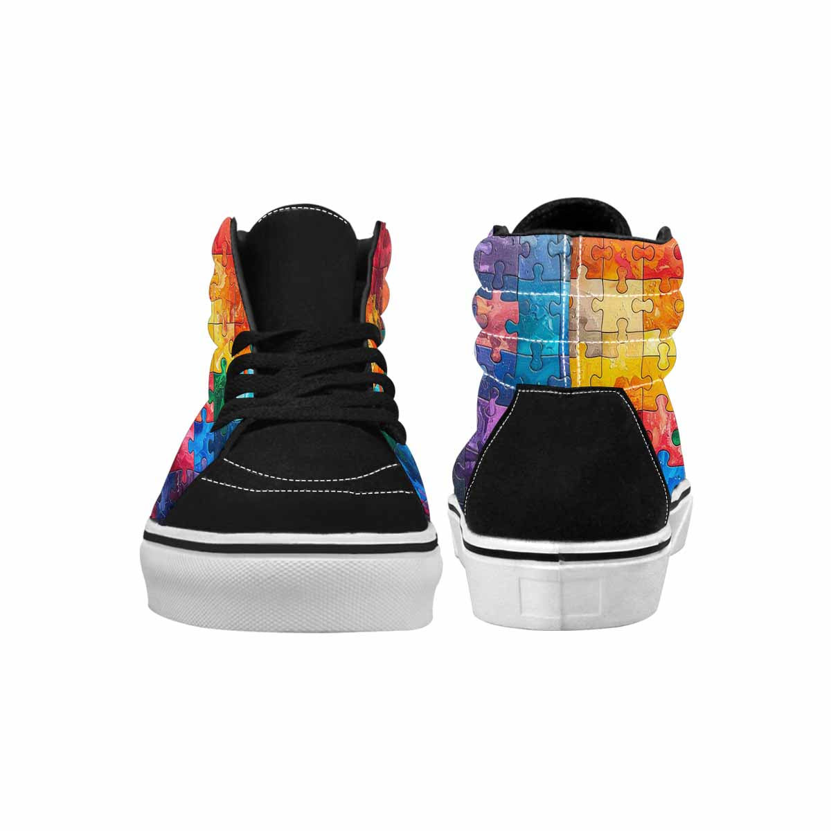 MEN'S Autism Puzzle Pieces High Top Canvas Neon Fantasy Custom Shoes