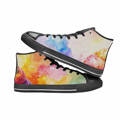 MEN'S Melting Icecream Collage High Top Canvas Dark Academia Custom Shoes
