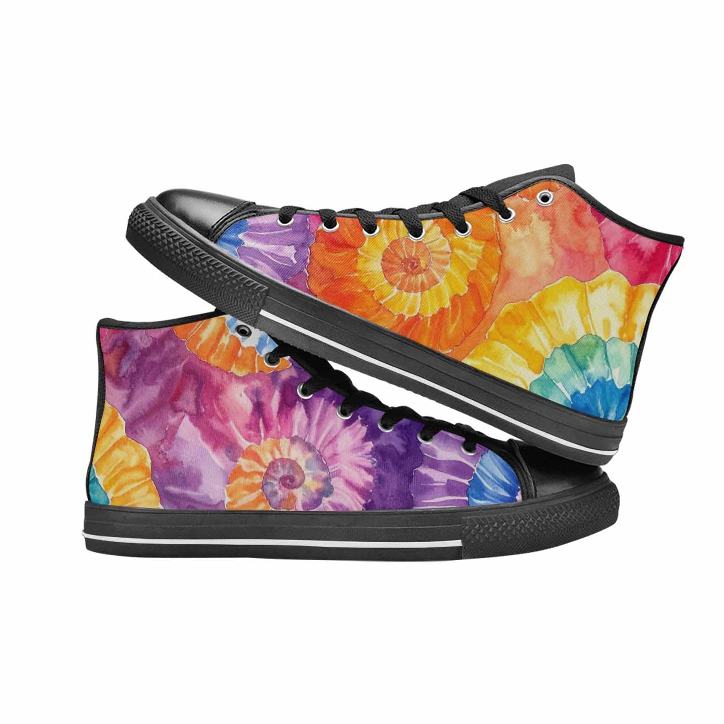 MEN'S Tie Dye Swirl High Top Canvas Neon Fantasy Custom Sneakers