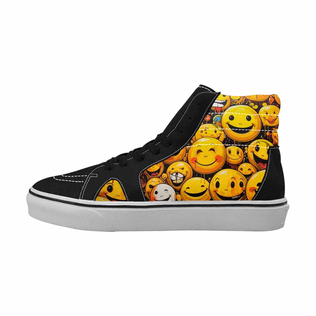 MEN'S Melting Moon Smiley — High Top Canvas Wallpaper Art Sneakers