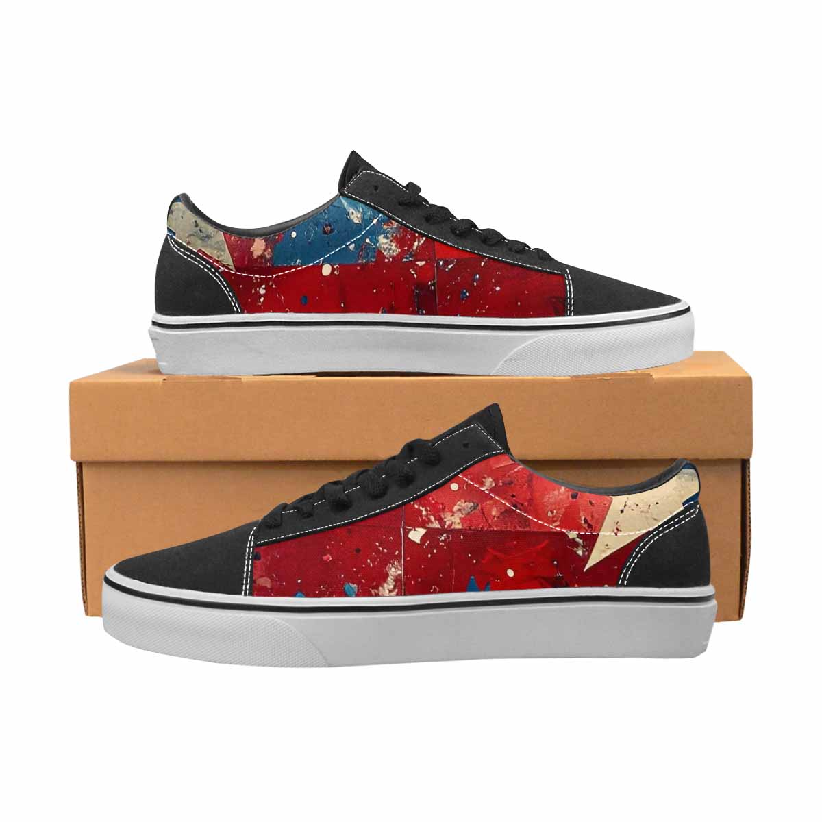 WOMEN'S Patriotic Stars Stripes Lace-Up Canvas Vivid Sneakers