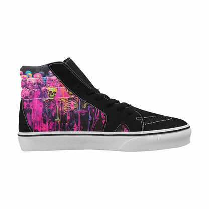 MEN'S Skeletons  Neon Pink High Top Canvas Dark Academia Sneakers
