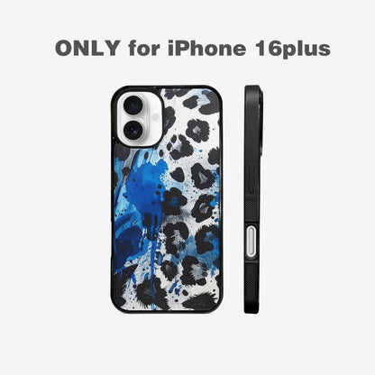 iPhone 16 Plus Case — Animal Print Black Blue Ink Animal, Custom Printed Phone Case