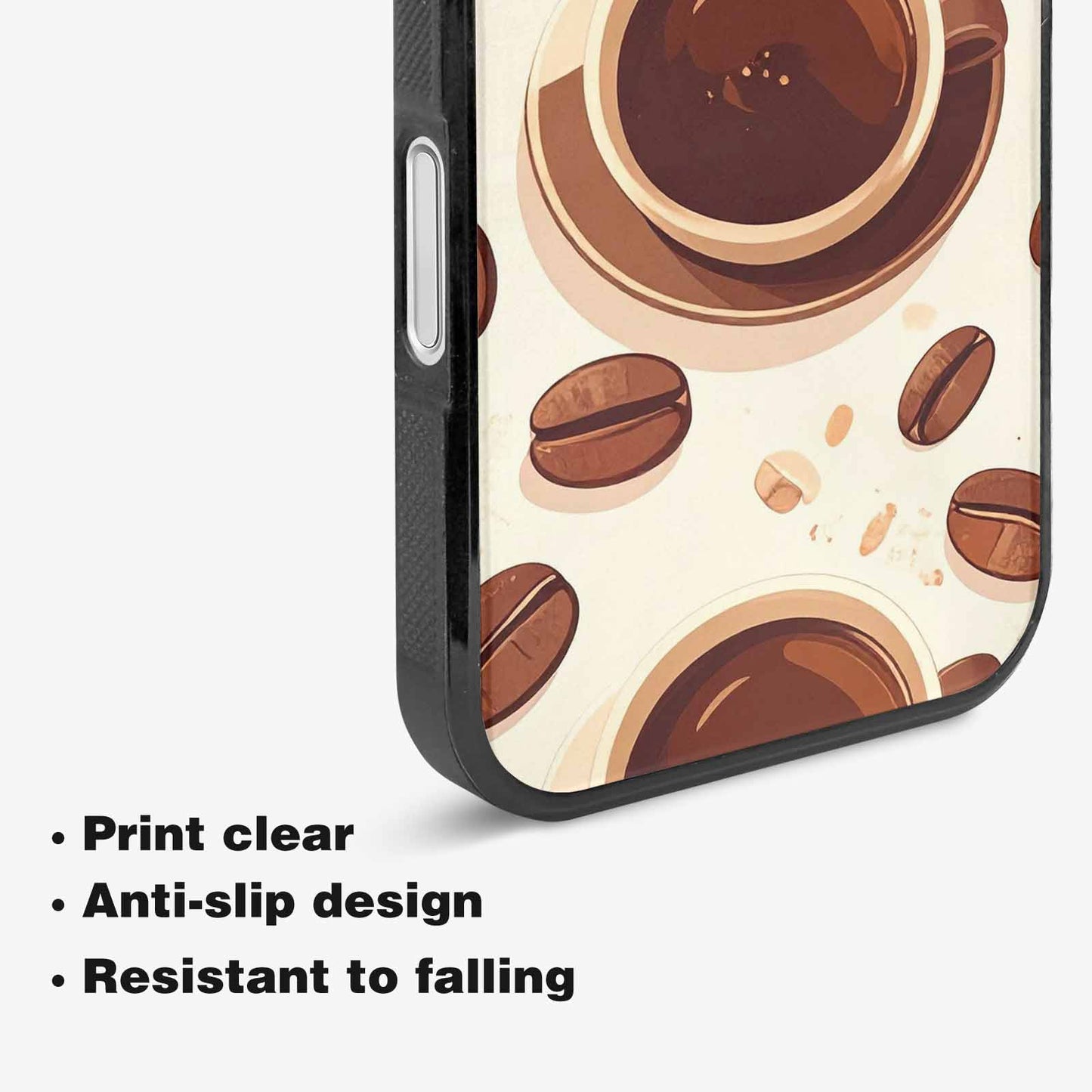 iPhone 16 Plus Case — Coffee Cup And Bean Pattern Seamless, Custom Phone Case