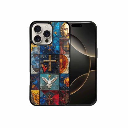 iPhone 16 Pro Max Case — Jesus Face Small Cross And Faith, Custom Phone Case
