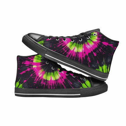 MEN'S Acid Wash Tie Dye Neon High Top Canvas Wallpaper Art Custom Shoes