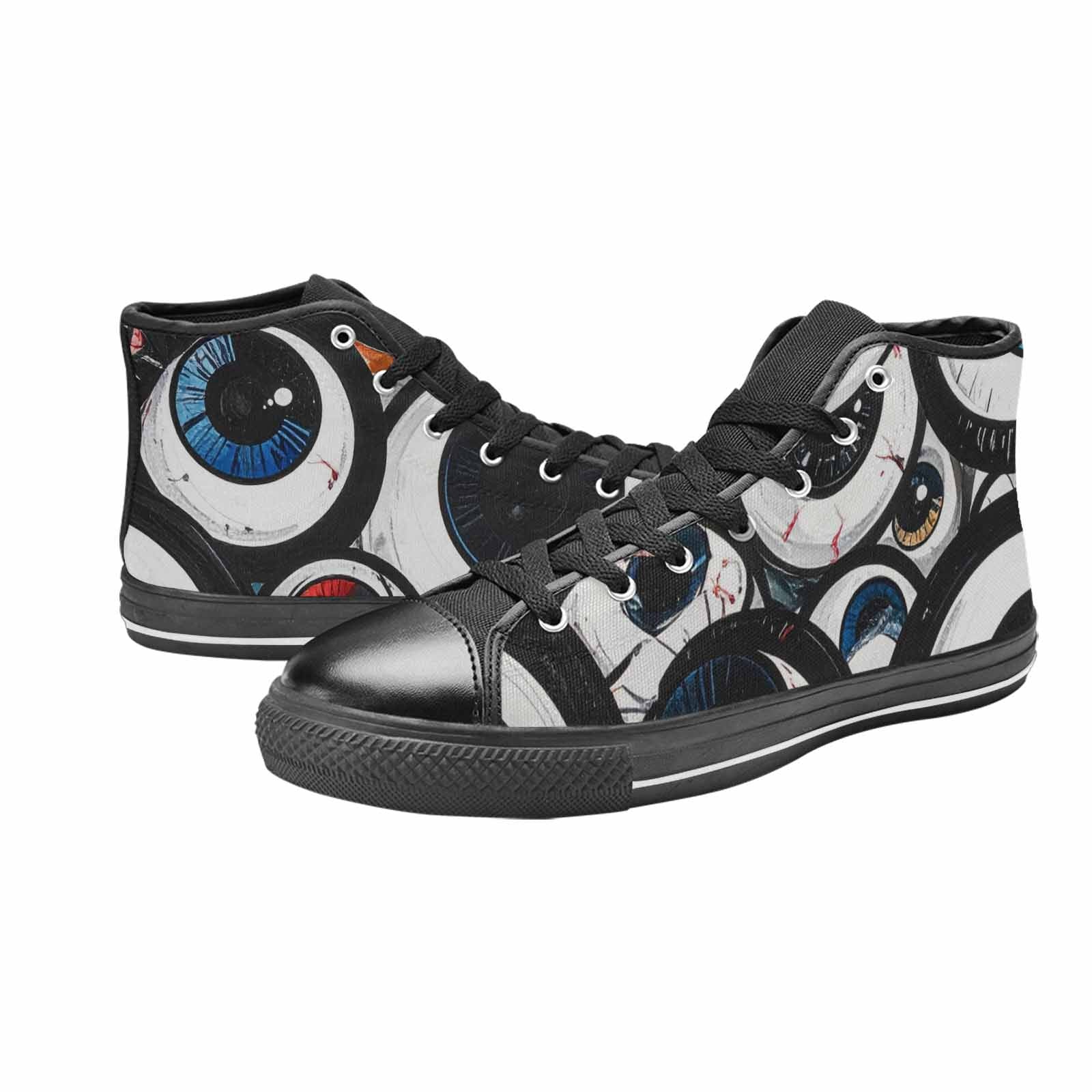 WOMEN'S Googly Cartoon Eyeballs High Top Canvas Wallpaper Art Custom Shoes