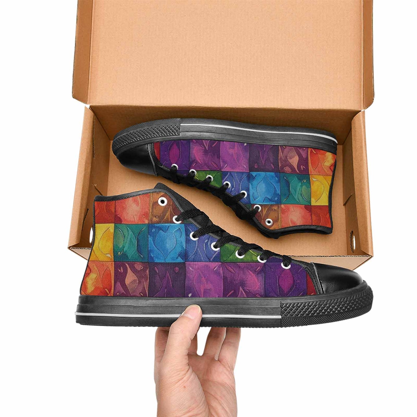 MEN'S Rainbow Pride Flag High Top Canvas Y2K Sneakers