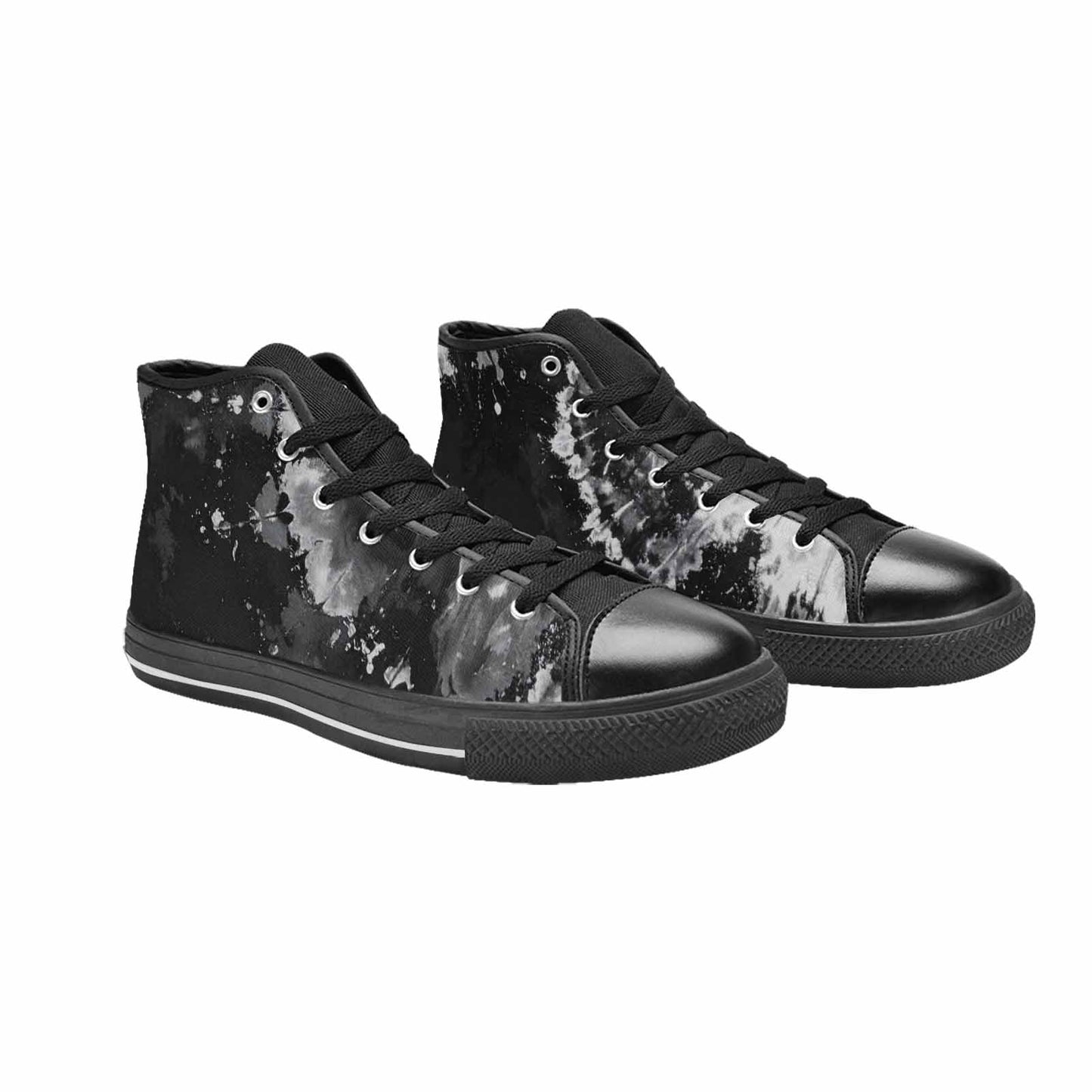 MEN'S Tie Dye Acid Wash Black White High Top Canvas Dark Academia Shoes