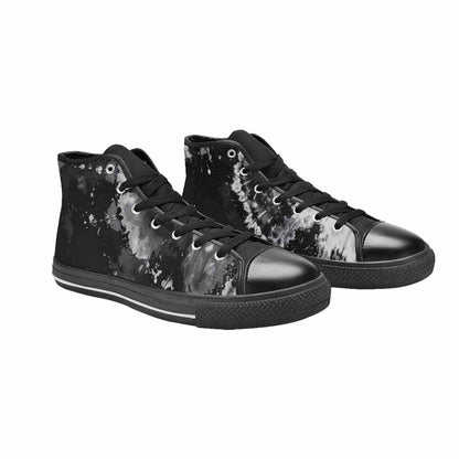 MEN'S Tie Dye Acid Wash Black White High Top Canvas Dark Academia Shoes