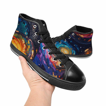 WOMEN'S Galaxy Snake Print High Top Canvas Dreamcore Shoes