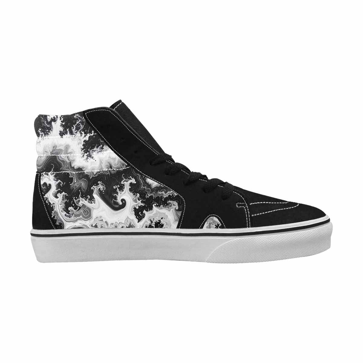 WOMEN'S Tie Dye Acid Wash Black White High Top Canvas Surreal Shoes
