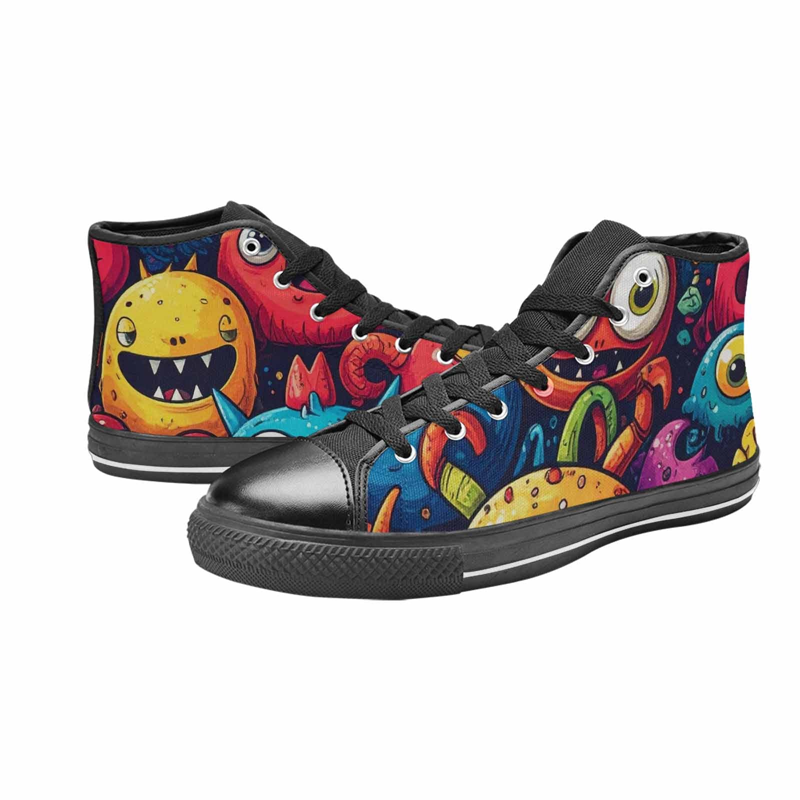 MEN'S Cartoon Monster Character High Top Canvas Neon Fantasy Custom Sneakers