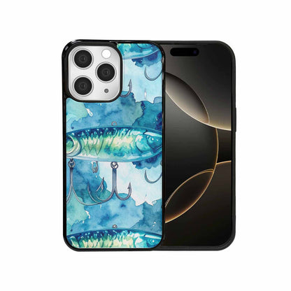 iPhone 15 Pro Max Case — Fishing Lure And Hook Pattern Seamless, Unique Phone Case Design