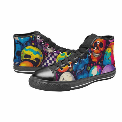 WOMEN'S Skeleton People Face High Top Canvas Vivid Custom Shoes