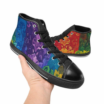 MEN'S Rainbow Pride Flag High Top Canvas Surreal Custom Sneakers