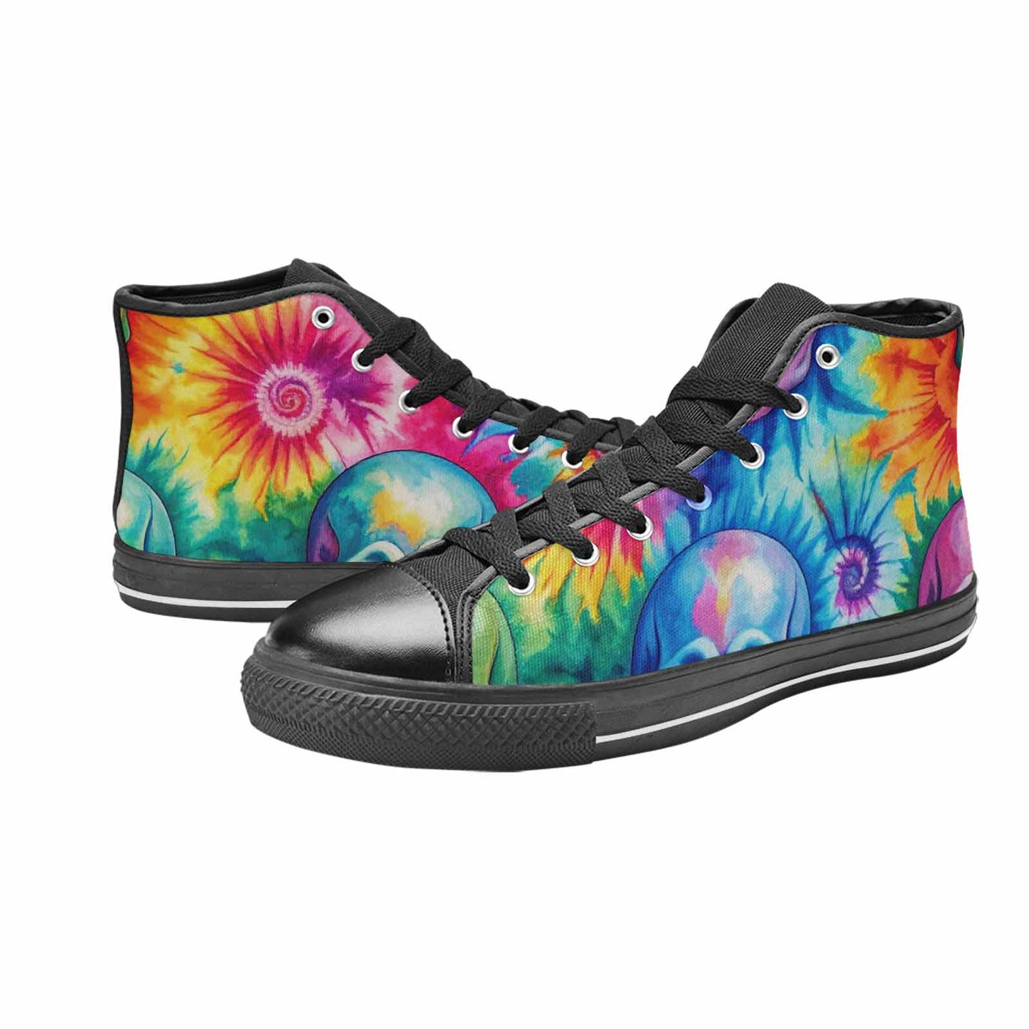 MEN'S Tie Dye Skulls Print High Top Canvas Y2K Custom Shoes