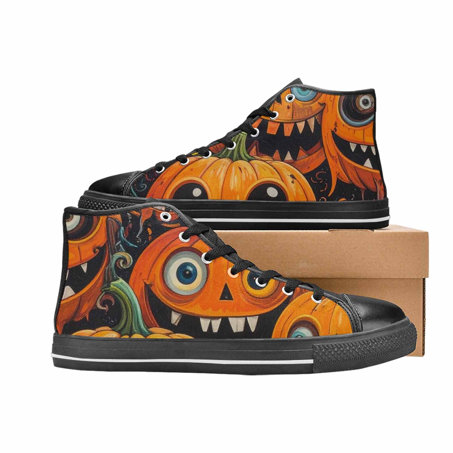 MEN'S Cartoon Pumpkin Monster High Top Canvas Y2K Custom Sneakers