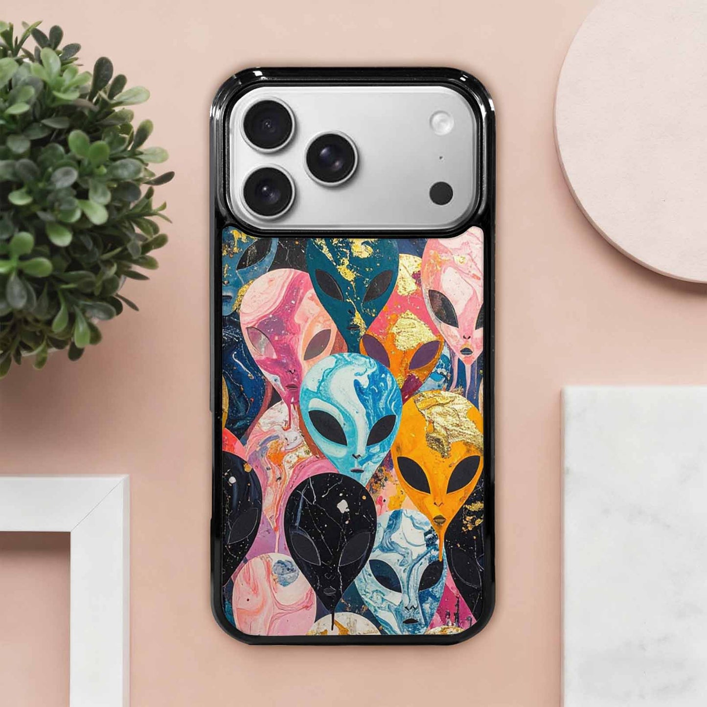 iPhone 17 Pro Max Case — Aliens Marblealiens Pattern Alien Scifi, Custom Printed Phone Case