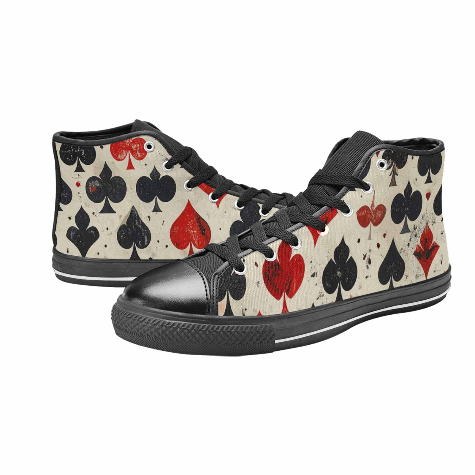 WOMEN'S Playing Card Suit High Top Canvas Neon Fantasy Shoes