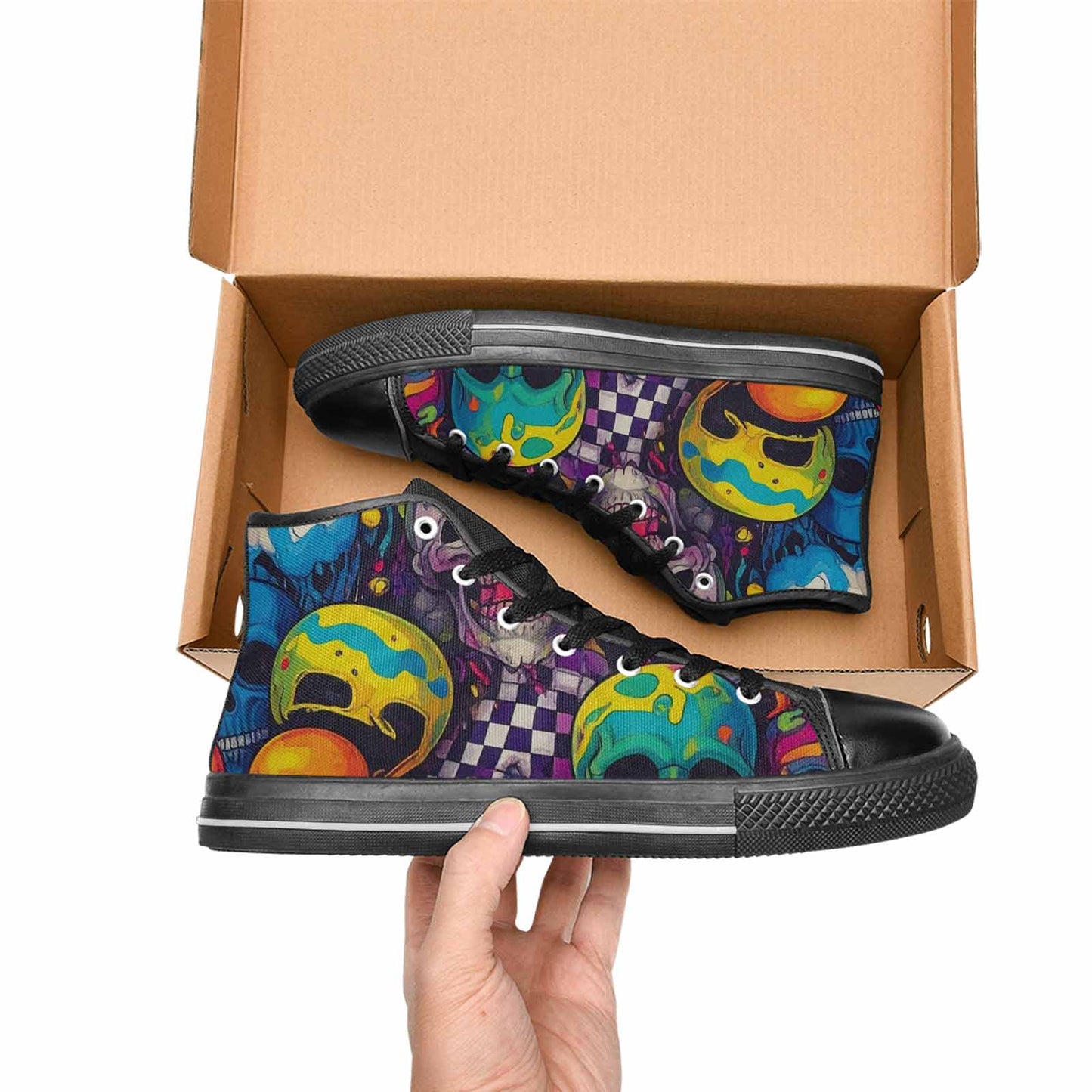 MEN'S Skeleton People Face High Top Canvas Y2K Shoes