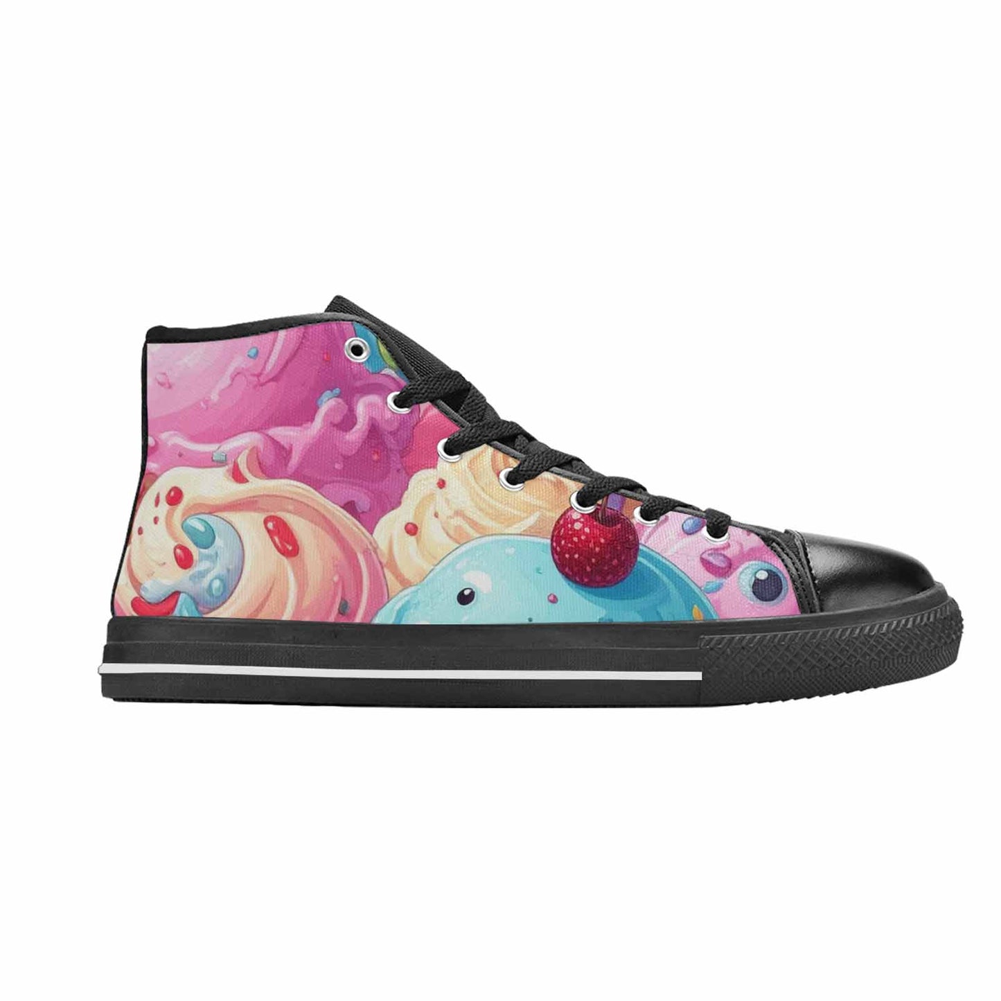 MEN'S Melting Icecream Monster Cherry High Top Canvas Grunge Custom Shoes