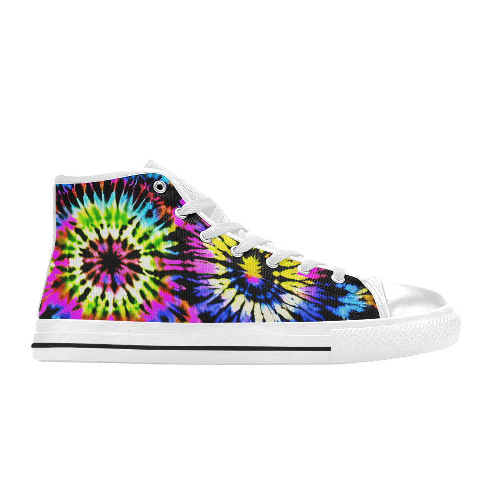 WOMEN'S Cc Tie Dye Art High Top Canvas Neon Fantasy Sneakers