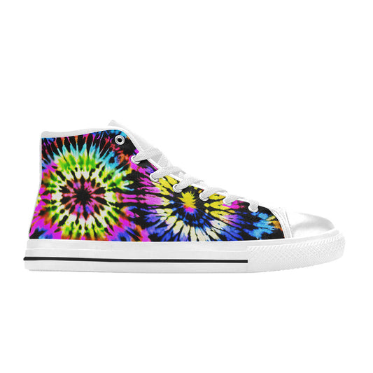 WOMEN'S Cc Tie Dye Art High Top Canvas Neon Fantasy Sneakers