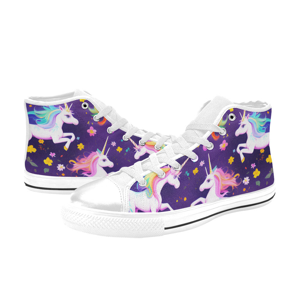 WOMEN'S Unicorns Please 3 High Top Canvas Cottagecore Sneakers