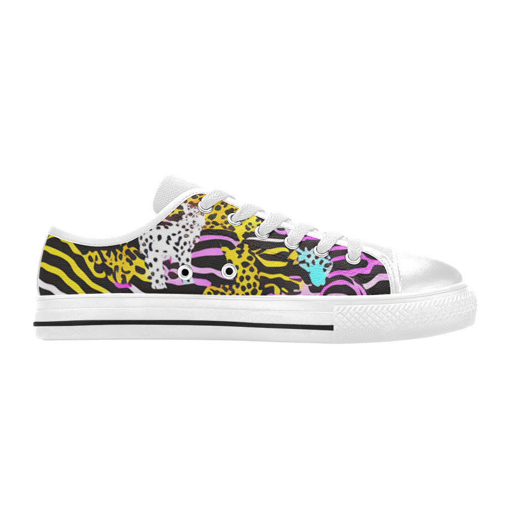 WOMEN'S Neon Animal Print Canvas Dark Academia Custom Shoes