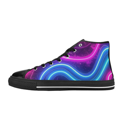 KIDS' 1980S Neon Cartoon Art High Top Canvas Y2K Sneakers