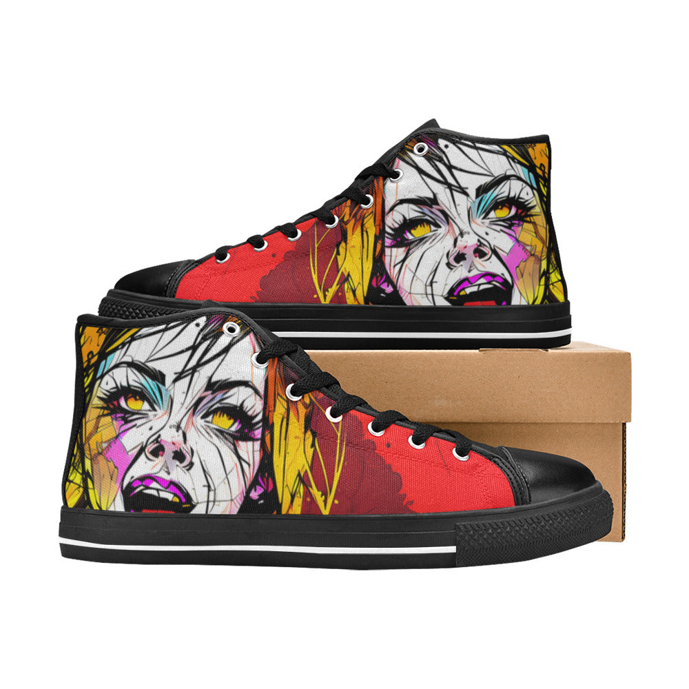 WOMEN'S Scream 2 High Top Canvas Neon Fantasy Shoes