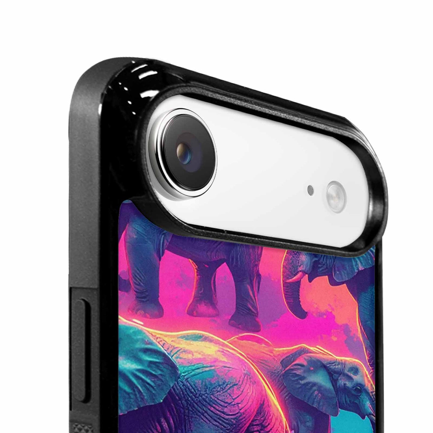 iPhone 17 Air Case — Neon Pizza Elephant Silhouette Original Art, Customized Protective Case