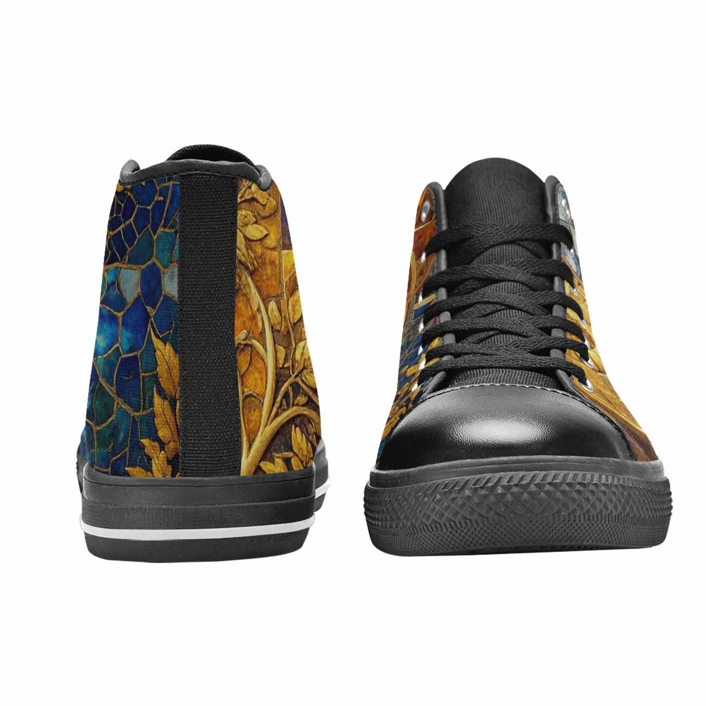 WOMEN'S Klimt-Style Gold Leaf High Top Canvas Cottagecore Sneakers