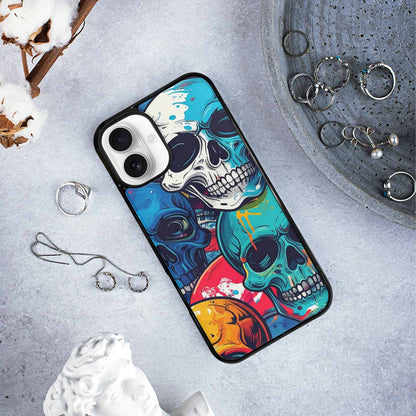 iPhone 16 Plus Case — Graffiti Skull Art Seamless Pattern Vibrant, Custom Art Phone Cover