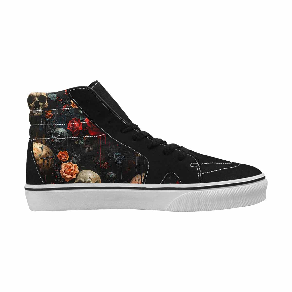 MEN'S Skulls Roses Melting Skulls High Top Canvas Melting Art Custom Sneakers