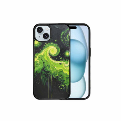 iPhone 15 Plus Case — Melting Galaxy Acid Green, Customized Protective Case
