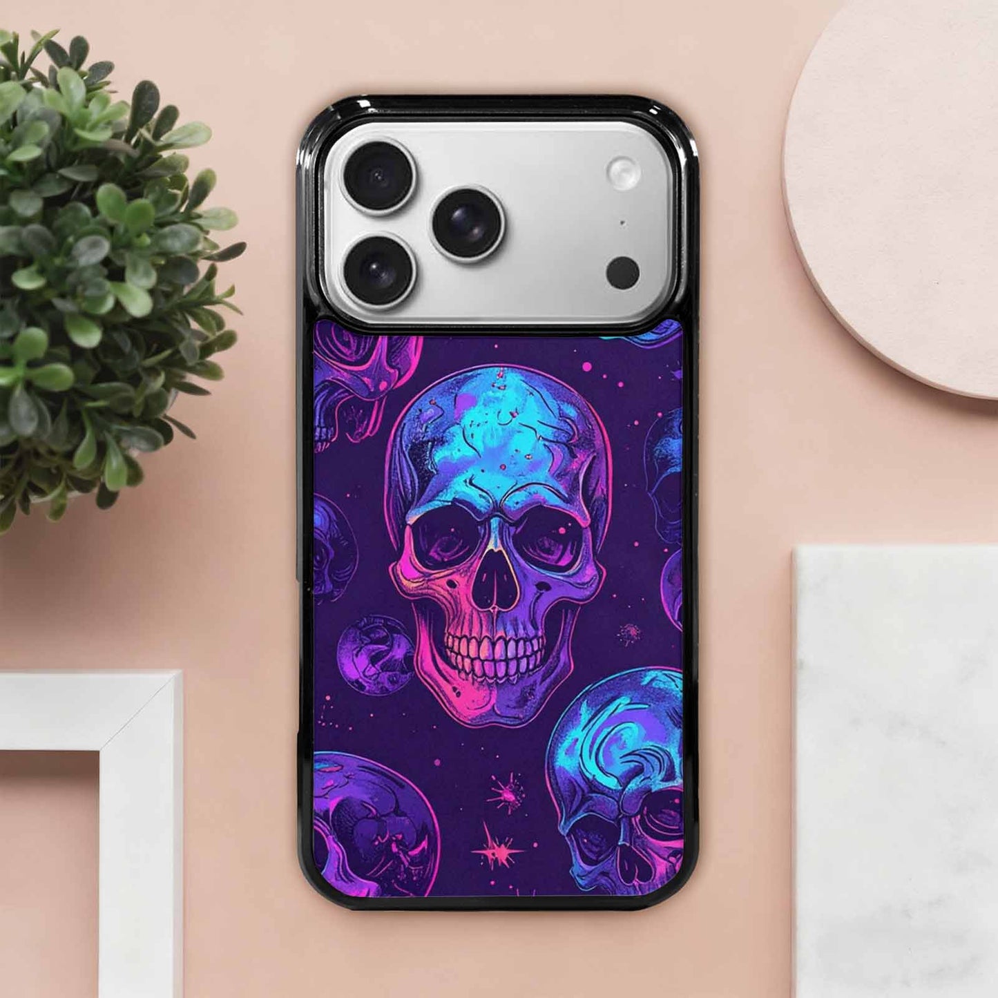 iPhone 17 Pro Max Case — Galaxy Skulls Art Seamless Gothic Skulls, Custom Art Phone Cover